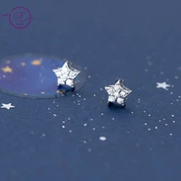 925 sterling silver stud earrings five pointed star zircon luxury ear jewelry sweet small fashion earrings for women