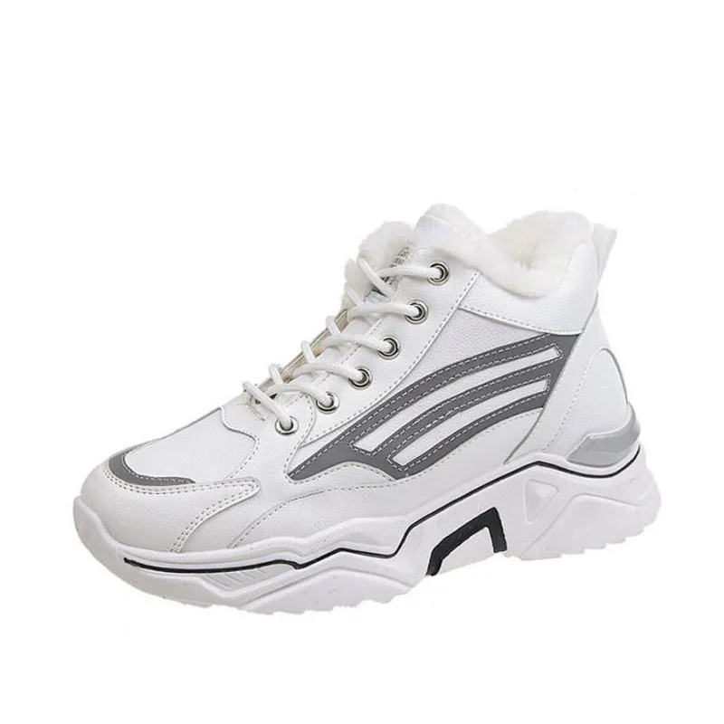 Женские кроссовки Сезон Зима Теплая Повседневная обувь на меху из