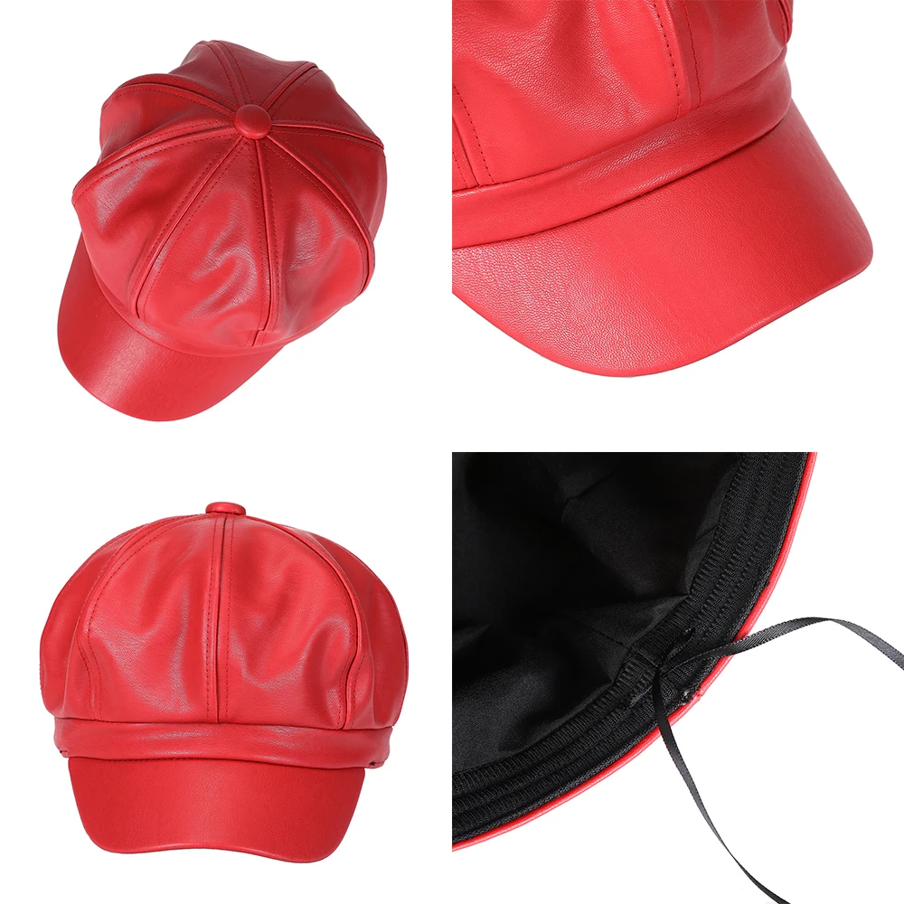 WELROG/женские шапки-береты из искусственной кожи с козырьком плоская кепка женские