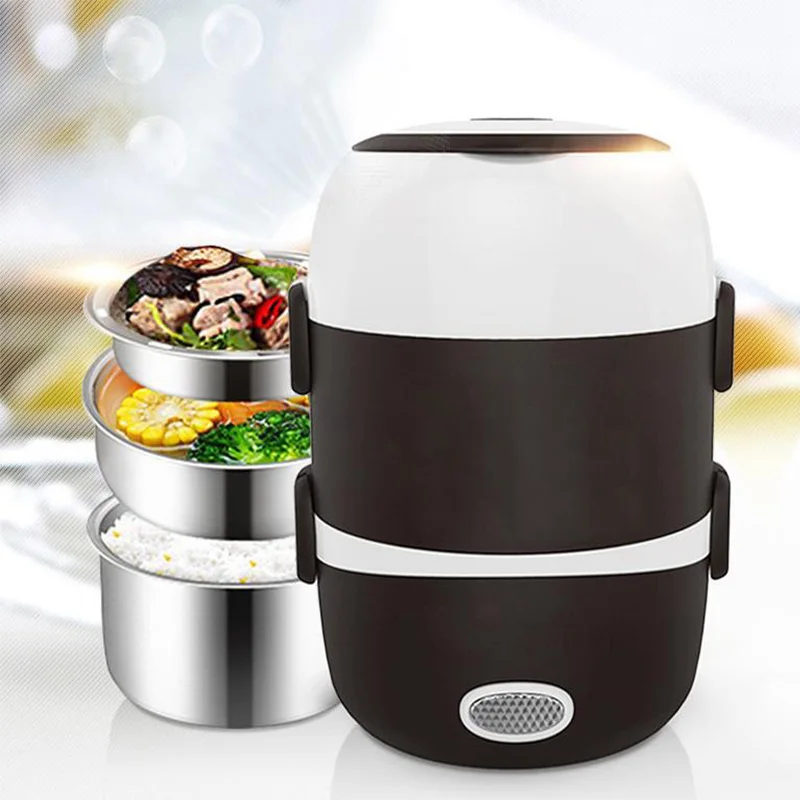 

Mini Electric Rice Cooker Stainless Steel 2/3 Layers Steamer Portable Meal Thermal Heating Lunch Box Food Container Warmer 220V