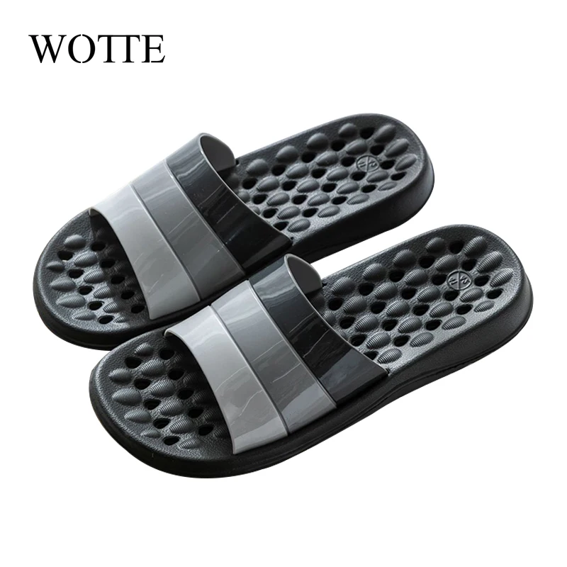 

Мужские летние массажные шлепанцы, Нескользящие сандалии и тапочки из ПВХ для дома, гостиной, ванной комнаты, 2020