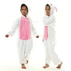 Зимняя Фланелевая Пижама для маленьких девочек, кигуруми с мультяшными животными, кроликами, пижамные костюмы, одежда для сна с капюшоном в виде единорога для подростков, одежда для сна для девочек