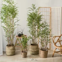 70-150cm Large Artificial Bamboo Tree Silk Plants Leaves Tropical Tall Bamboo Potted For Home Living Room Garden Corridor Decor