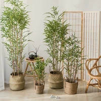 70 150cm large artificial bamboo tree silk plants leaves tropical tall bamboo potted for home living room garden corridor decor