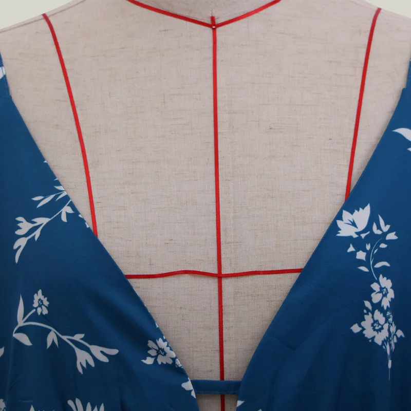 

WEPBEL Women's Sexy Floral Print Slim Dress Summer Elegance Sleeveless V-neck Spaghetti Strap High Waist Dress