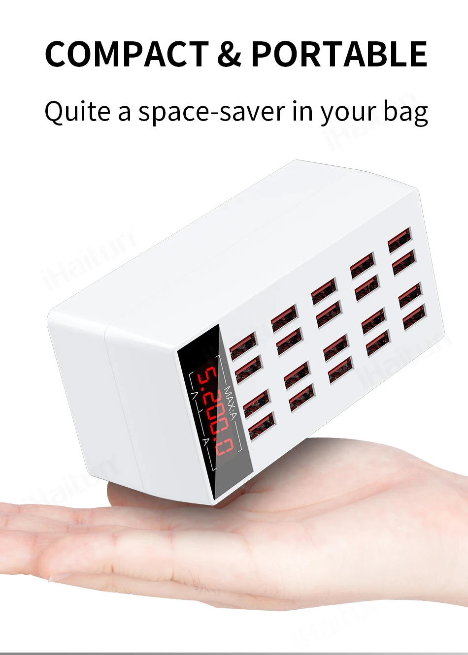 IHaitun 100 Вт 20A USB зарядное устройство светодиодный дисплей Быстрая мульти док-станция мощный Настольный быстрый адаптер для iPhone 11 Pro Max мобильный телефон