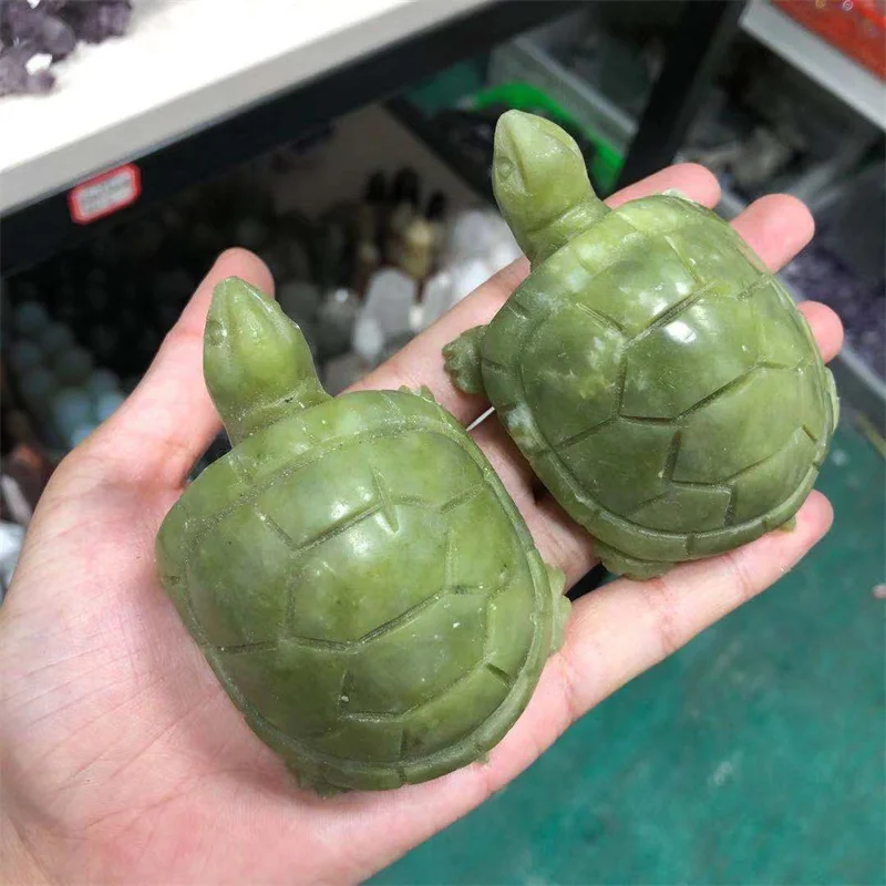 Зеленая Нефритовая черепаха натуральные камни кварцевые кристаллы Helaing Reiki