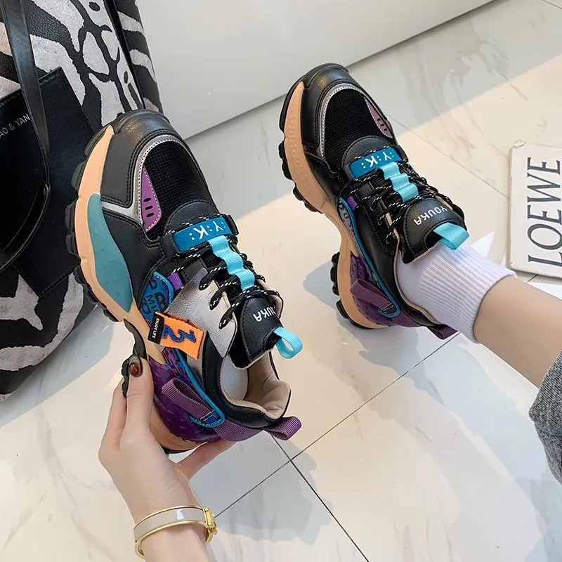 

Brand New Female Casual Sports 2021 Fashion Women Shoes Colorful Summer High Heel Chunky Shoes Women Vulcanized Shoes Trainers