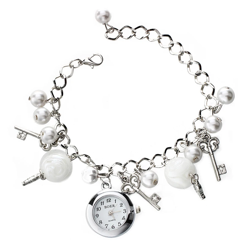 5 Pcs Pearl Bracelet Wristwatch Chain With Quartz Watch For Girls Women Fashion Jewelry | Наручные часы