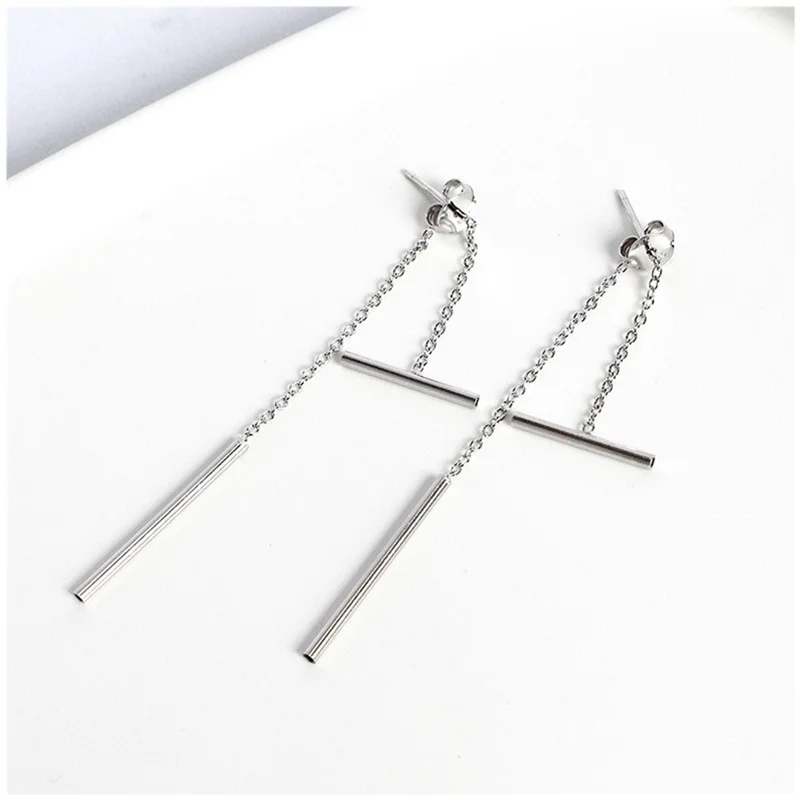 

925 Sterling Silver Ins Style Niche Temperament One Word Earrings