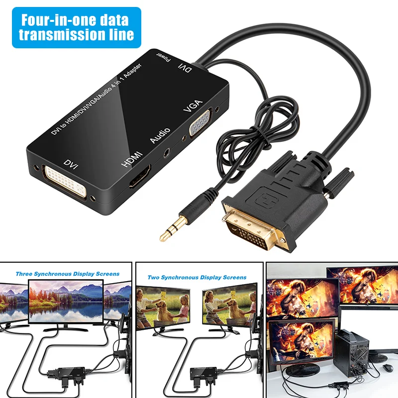 VGA HDMI DVI адаптер 4 в 1 многофункциональный аудио конвертер USB для компьютера ПК