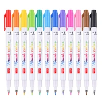 12 pcsset brush pen calligraphy pen chinese words learning stationery student art drawingmarker pens school supplies