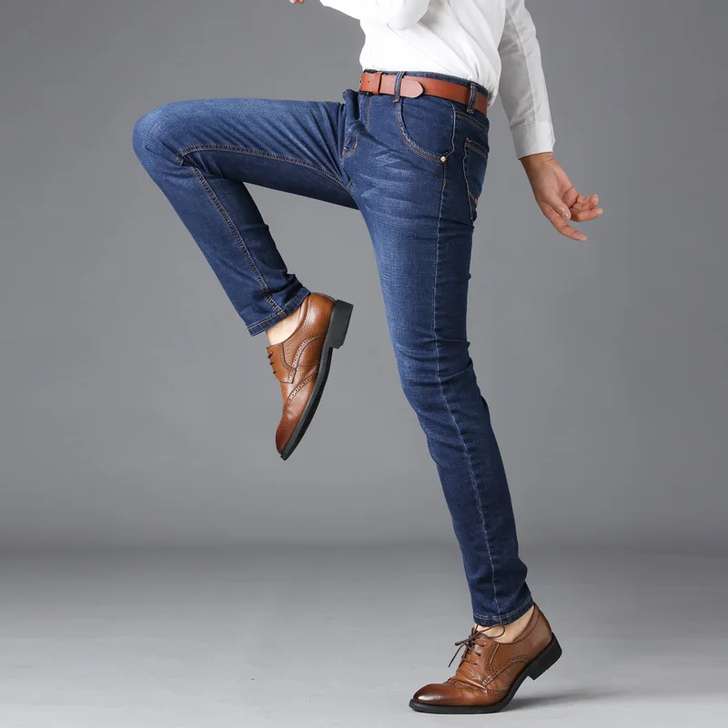 

Men's Slim Elastic Jeans Fashion Business Classic Style Men Straight Jeans High Quality Denim Pants Male Trousers Dropshipping
