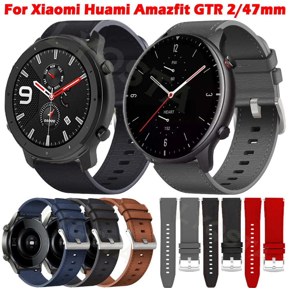 

Leather Watchband Strap For Xiaomi Huami Amazfit GTR 2/47mm/2e Compatible Bracelet Band 22mm Wristband Amazfit GTR 3 3Pro