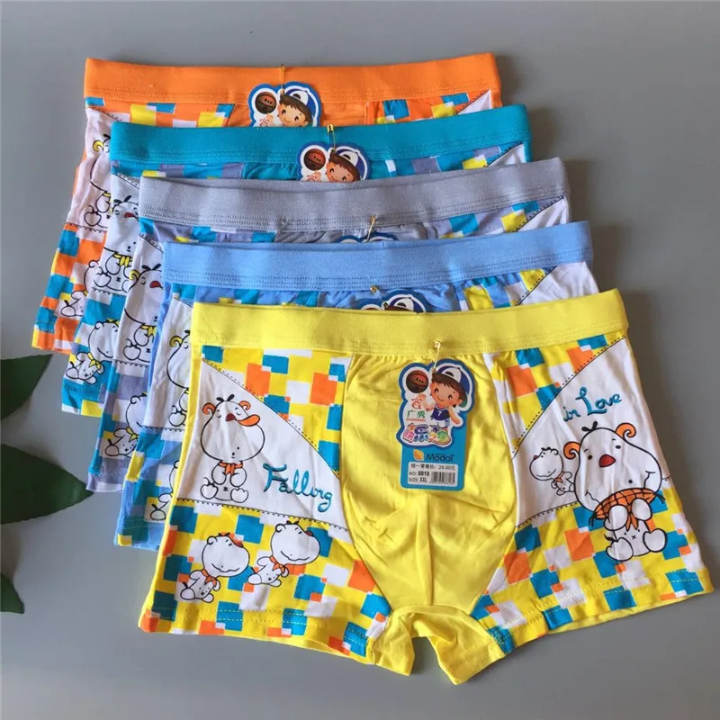 5 шт./лот хлопковые трусы боксеры из модала для мальчиков детское нижнее белье