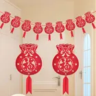 Новогодние нетканые китайские украшения на новый год 2022, праздник весны, надпись фу, баннер, подвесные флаги, украшения вечерние