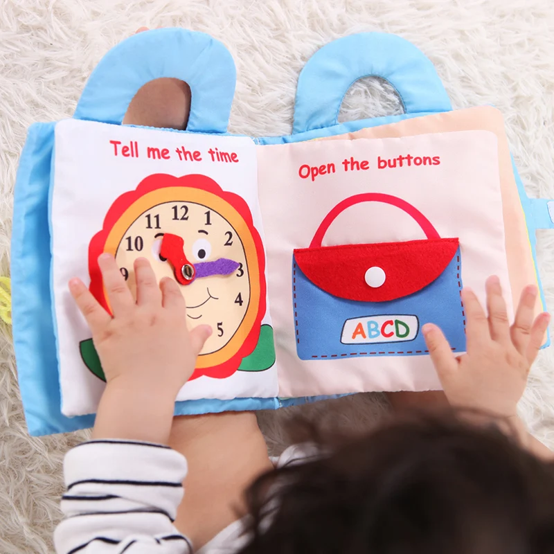 

Hot Cloth Book Toddlers Montessori Sensory Toys Busy Board Buckle Training Cognitive Educational Rattles Mobiles for Baby Gift