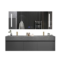 stone plate integrated double basin bathroom cabinet combination light luxury smart modern simple hand washing wash basin