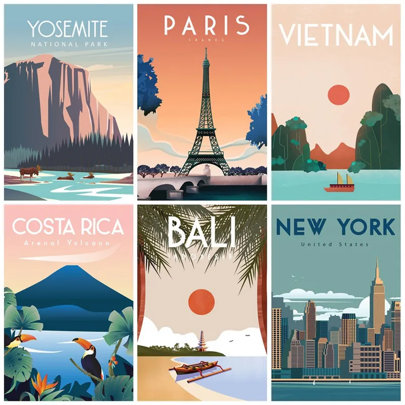 

Morocco Landscape Poster Paris New York City Travel Canvas Painting Wall Art Print Picture Living Room Decoration Home Decor