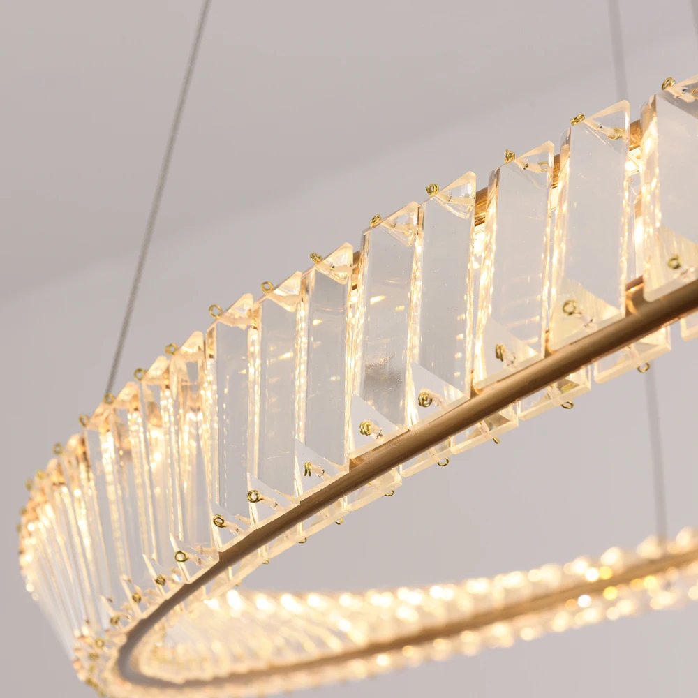 

LED crystal chandelier modern round living room lamp changeable LED lights for dining room bedroom hanging fixtures