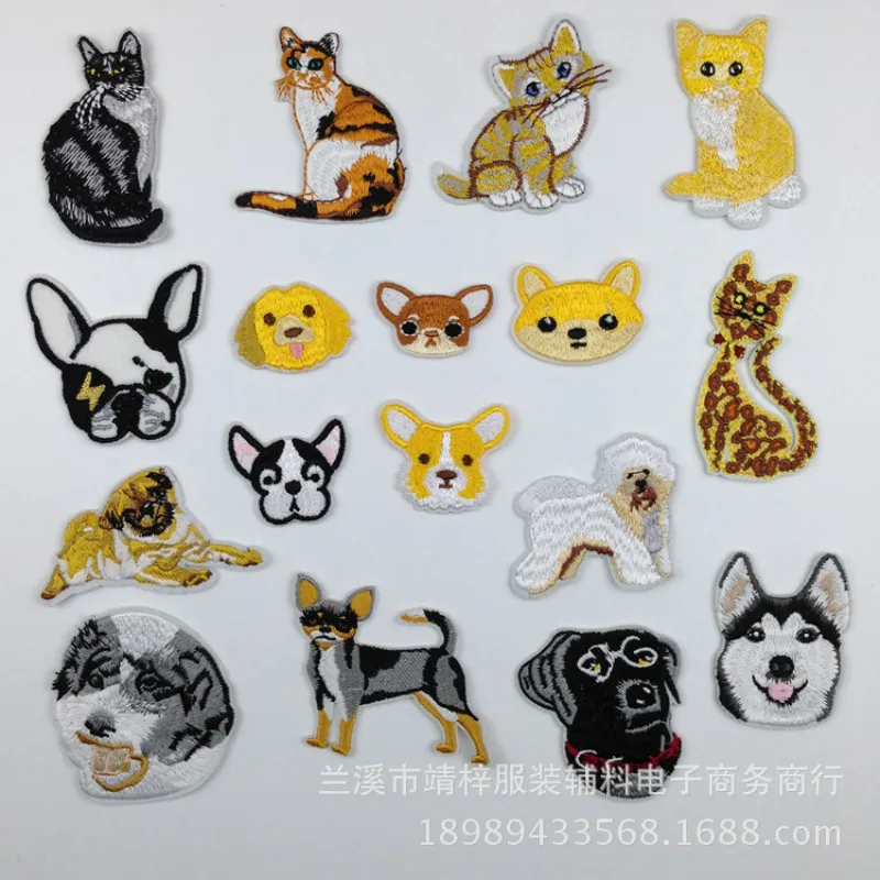 

50pcs/lot Embroidery Patches Letters Clothing Decoration Accessories Cute Animals Dog Cat Diy Iron Heat Transfer Applique