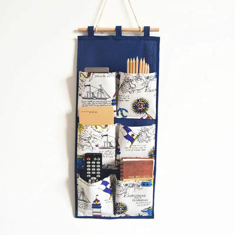 Сумка для хранения с 6 карманами подвесная сумка из хлопчатобумажной ткани в