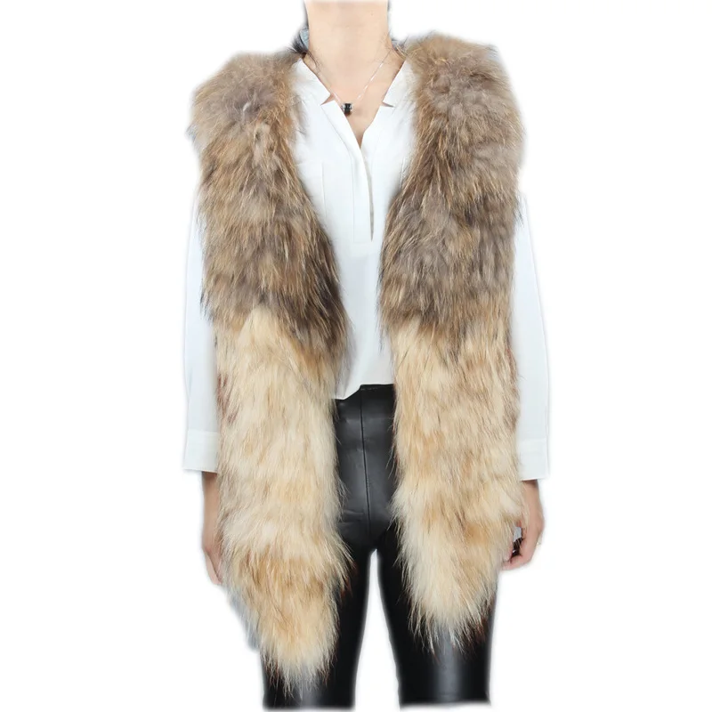 

Пальто женское из меха енота, без рукавов, 2021