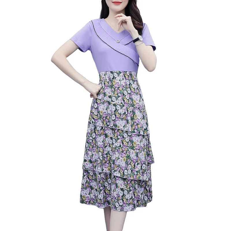 

Floral Dress Goddess Fan Summer Dress 2020 New Fashion Temperament High Waist Slimming Medium-Length Cake Skirt