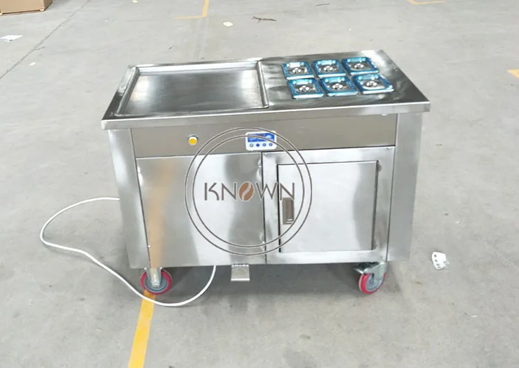 45 см Одиночная квадратная сковорода жареное мороженое роликовая машина с 6