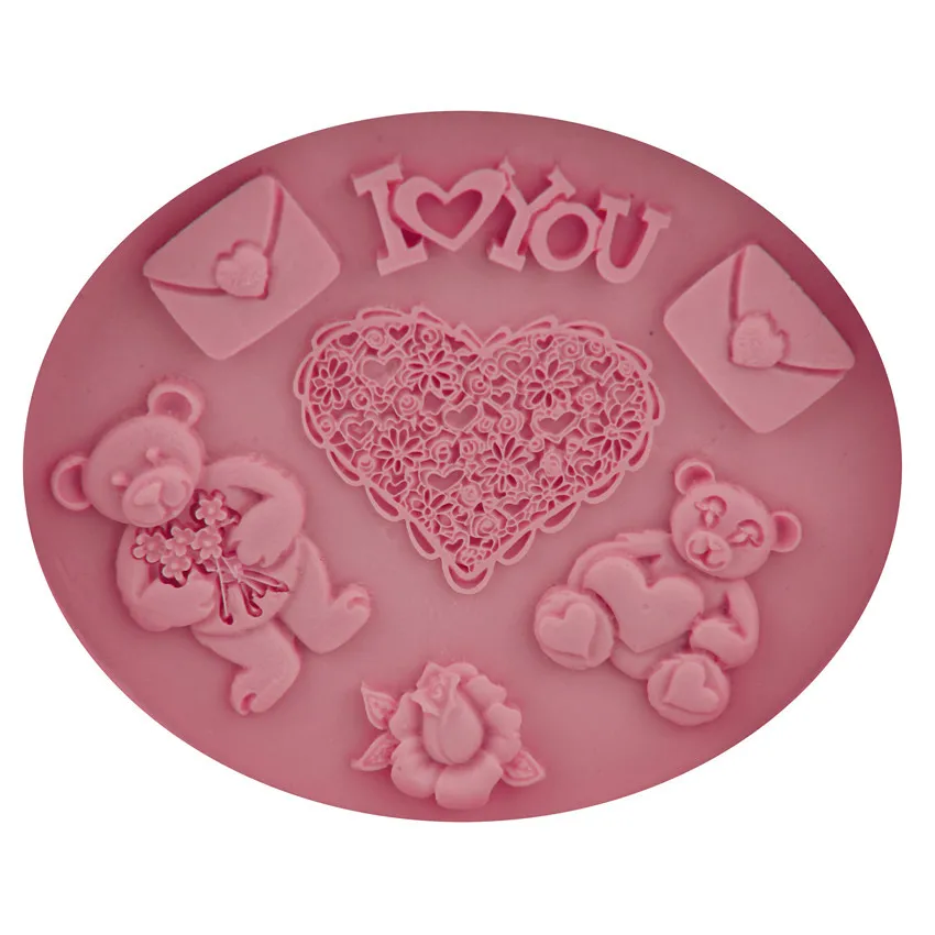Bear Heart Envelope Fondant Cake Silicone Mold Baking Chocolate DIY Tools Jelly Decorating | Дом и сад