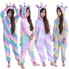 Детские пижамы в виде животных, детские пижамы-Кигуруми для косплея, пижамы в виде единорога для мальчиков и девочек, зимние комбинезоны, зимняя одежда для сна для 4-12 лет