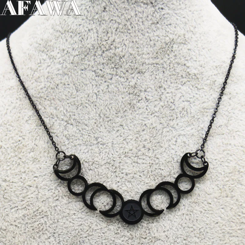 Ожерелье женское из нержавеющей стали с цепочкой в виде солнца пентаграммы Луны