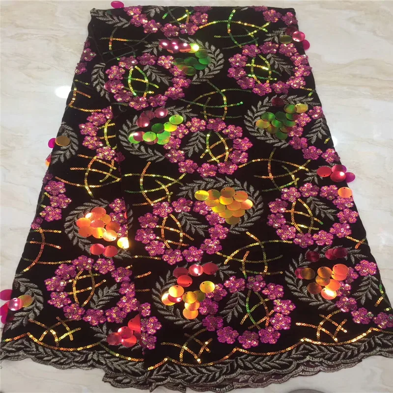 

New Design sequin fabric African laces fabric for sewing high quality African tulle lace fabric with sequins Multicolor xc66-170