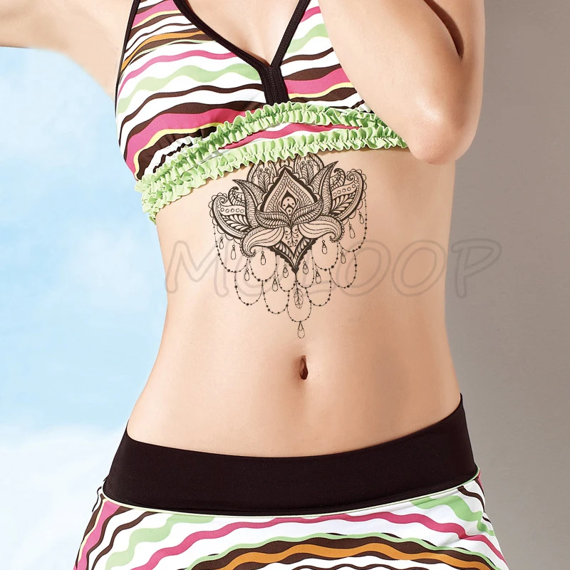 

Waterproof Temporary Tatoo Sticker Datura Mandala Flower Totem Diamond Fake Tattoo Tatto Chest Back Leg Belly for Girl Woman