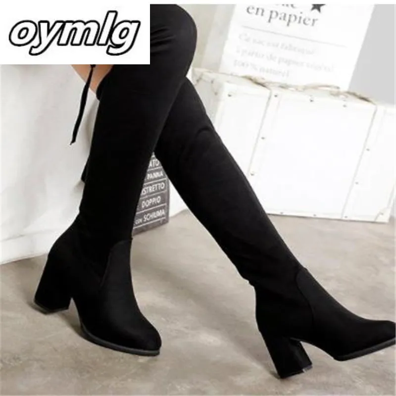 

2020 winter new ladies fashion comfortable plus cotton warm boots women casual sexy Flock Zip black high heel boots mujer c96