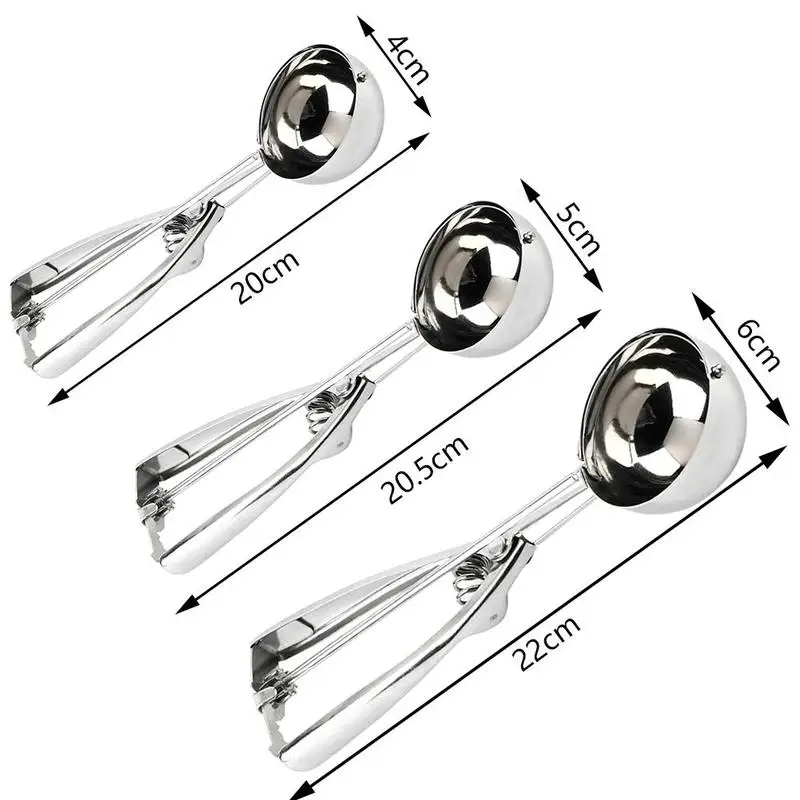 

4/5/6CM Steel Ice Cream Scoop Kitchen Tools Scoop Handle Home Mash Accessories Watermelon Kitchen Ball Spring Pot V1F1