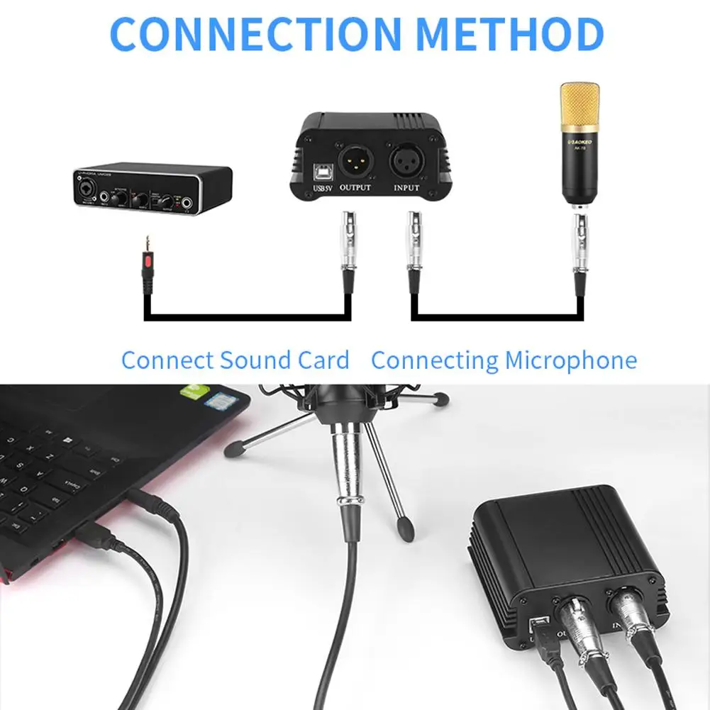 

Phantom USB 48V USB cable microphone cable for condenser recording equipment Mini microphone-black