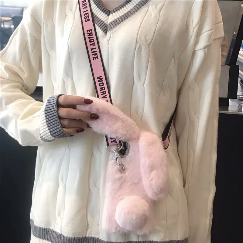 Милый плюшевый чехол для телефона с 3D кроличьими ушками и бриллиантами