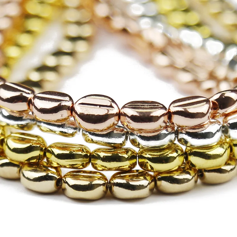 

8X9MM Natural Stone Rose Gold Silvers Oval Ellipse Hematite Spacer Round Loose Beads For Jewelry Making DIY Bracelets Findings