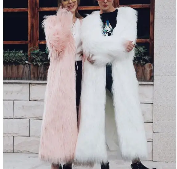 Женская куртка с длинным плавающим мехом пальто большого размера из