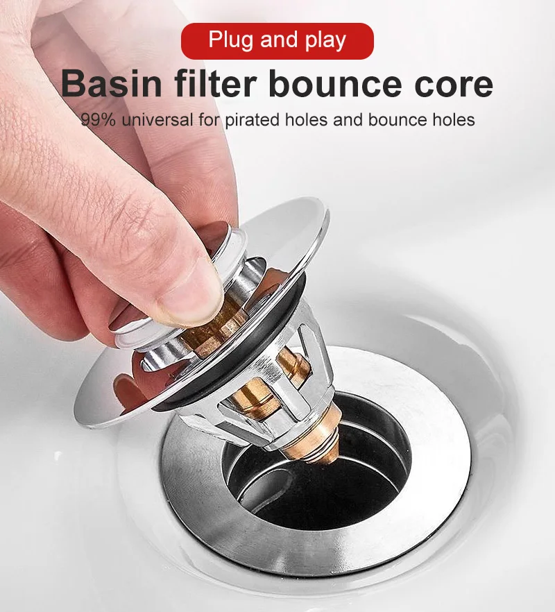 

Copper Bouncing Core Filter Cover Shower Floor Drain Bathroom Plug Trap Hair Catcher Basin Faucet Accessories Sink Strainer