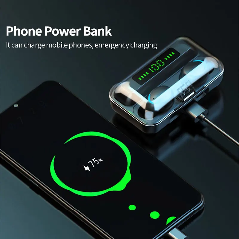 

2021 TWS Bluetooth 5.0 Earphones Wireless Headphone 9D HiFi Sports Waterproof Earbuds Bluetooth Headsets With Microphone 2000mAh