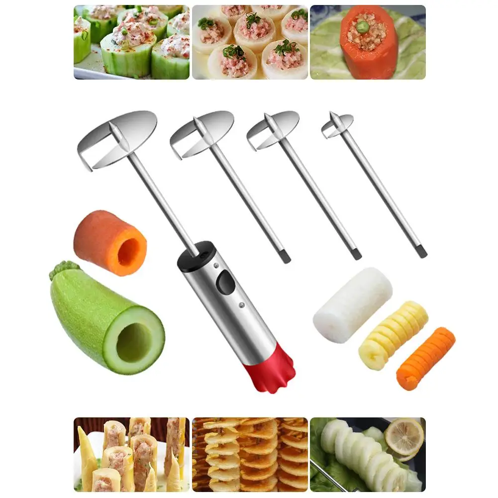 

Multipurpose Vegetable Corer Stainless Steel Drill Vegetable Fruit Corer Easy Grip Core Remover for Fruits Vegetables