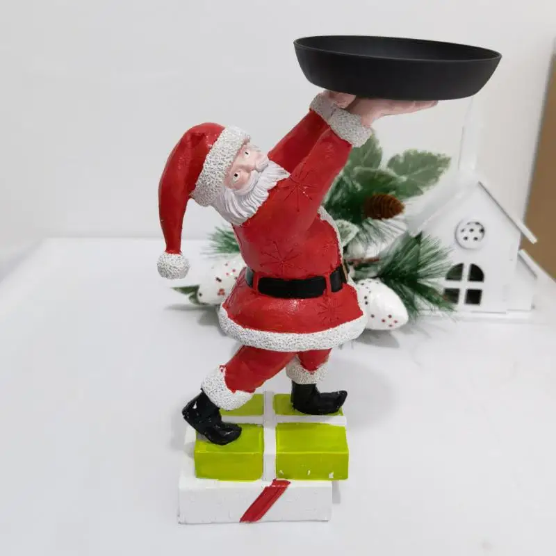 

Christmas Santa Snack Plate Resin Ornaments Sculpture Christmas Decorations For Home Natal Navidad New Year Desktop Table Decor