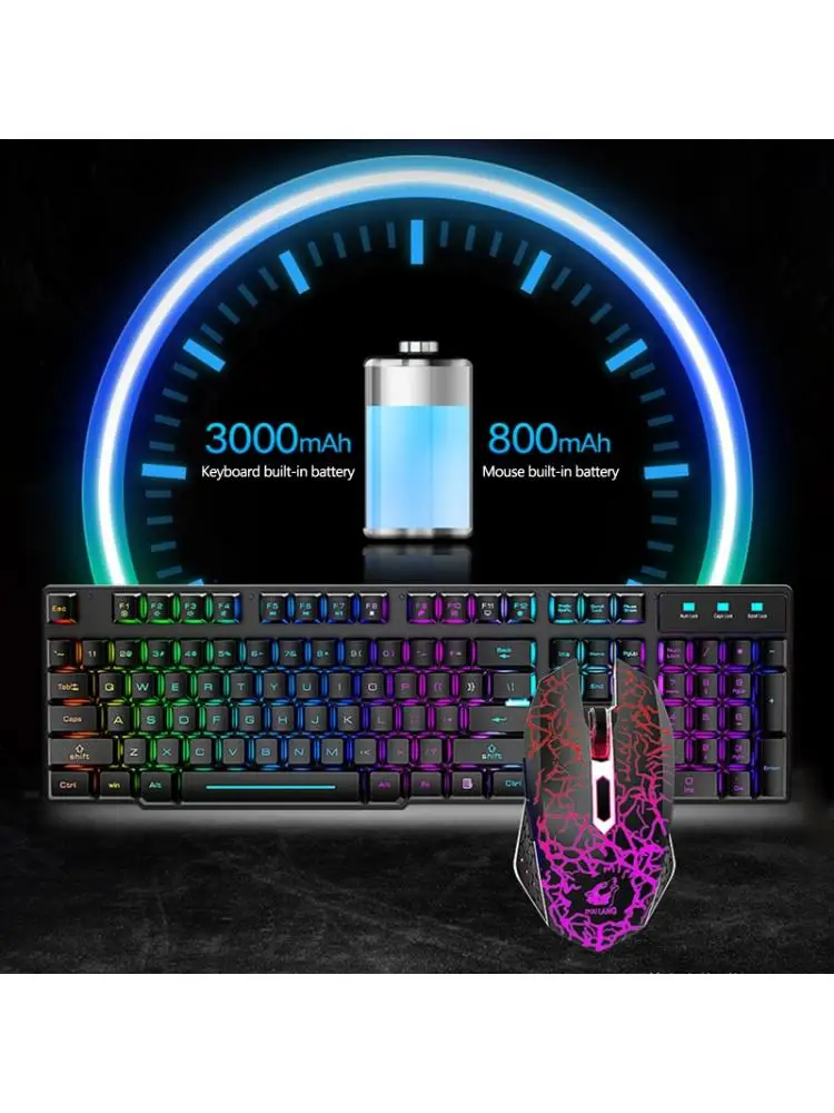 

2.4G Wireless Gaming Keyboard and Mouse Set Colorful LED Breathing Light Keypad L4MD