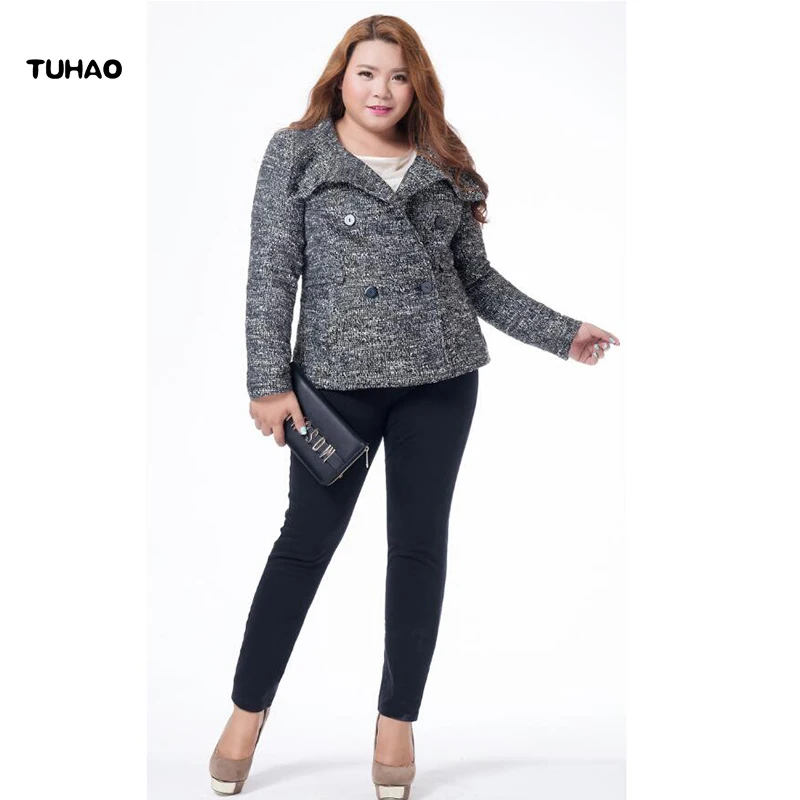 Женские узкие джинсы TUHAO черные повседневные размера плюс на осень и зиму 5XL 6XL