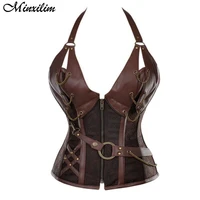 minxilim steampunk corsets tops women sexy brown black gothic bustiers steel boned vintage overbust corsage plus size 6xl