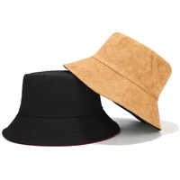 2021autumn bucket hats women mens panama hat suede double sided winter warm panama sun fishing hat fisherman cap for boysgirls