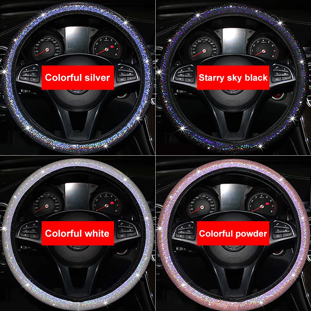 

Shiny PU Leather Car Steering Wheel Cover Car Accessories Girl Cover Kit