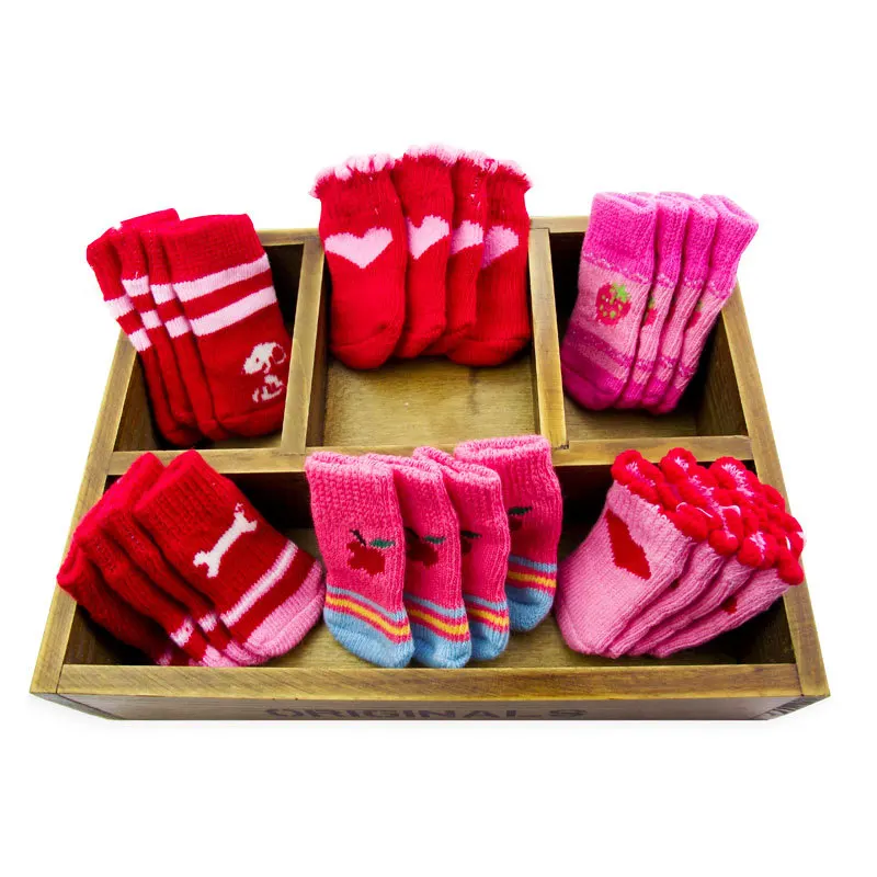 Носки для собак 4 шт. противоскользящие носки любимых домашних питомцев с